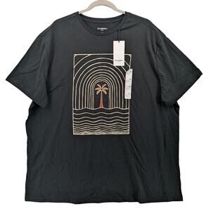 Goodfellow Tshirt XXL Black Casual Mens Palm Tree Tropical Standard Fit Crewneck